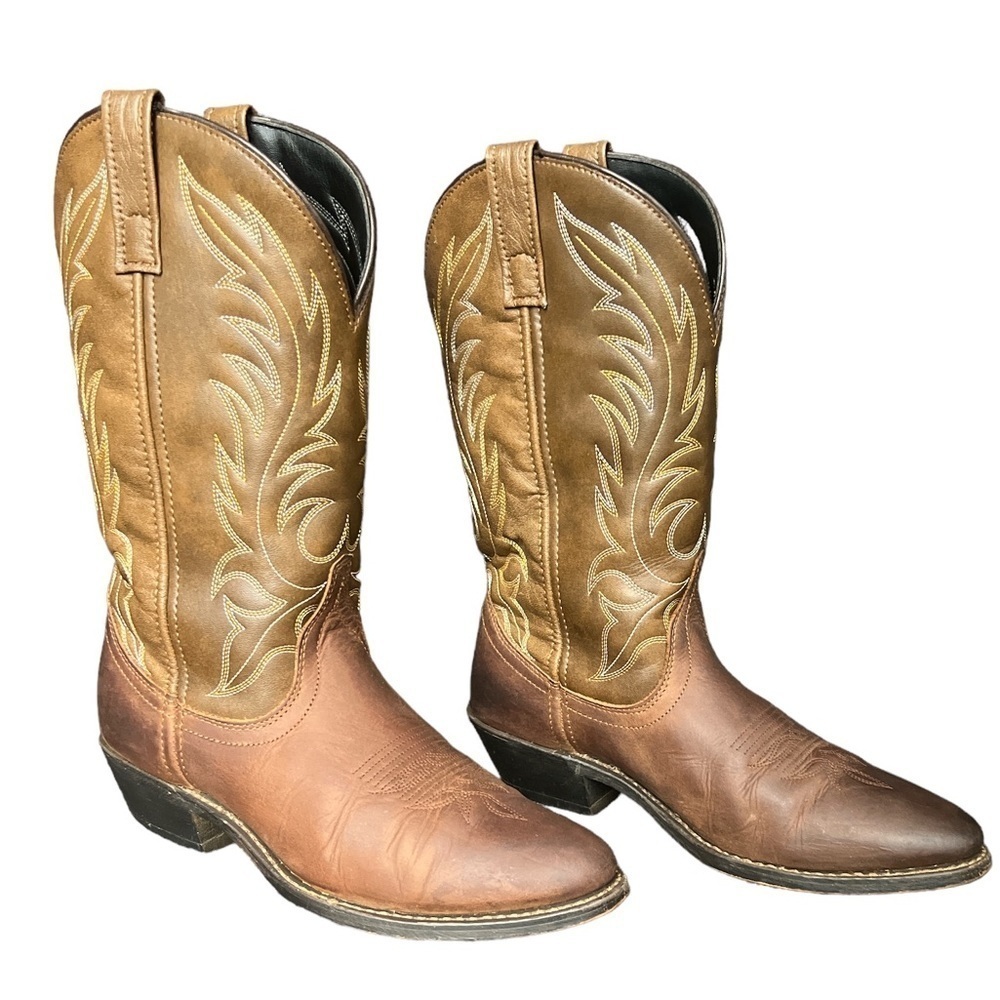 Laredo Boots Lea Vamp Fox Women's Leather Cowgirl Chore Western 7.5 - Picture 2 of 9